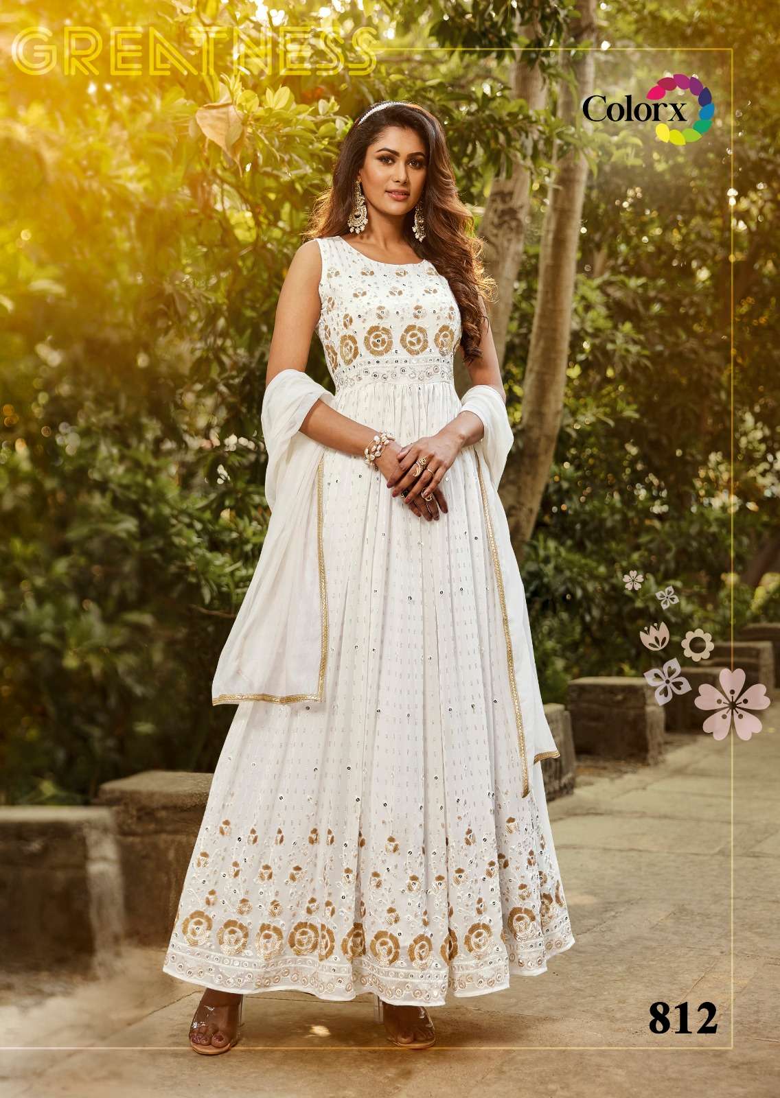 COLORX GOWN HEAVY GEOGETTE WITH SEQUNCE WORK  LONG GOWN 812